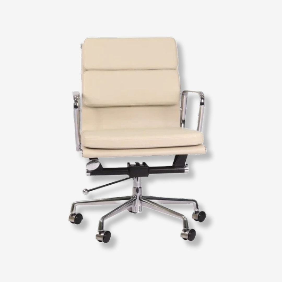 Creamy Ergonomic Desk Chair - Front View
