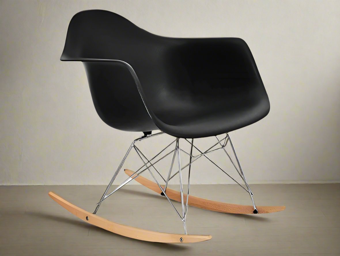 Eames Style Rocker Eames Style Rocking Chair RAR Black | Luxe Furnishes