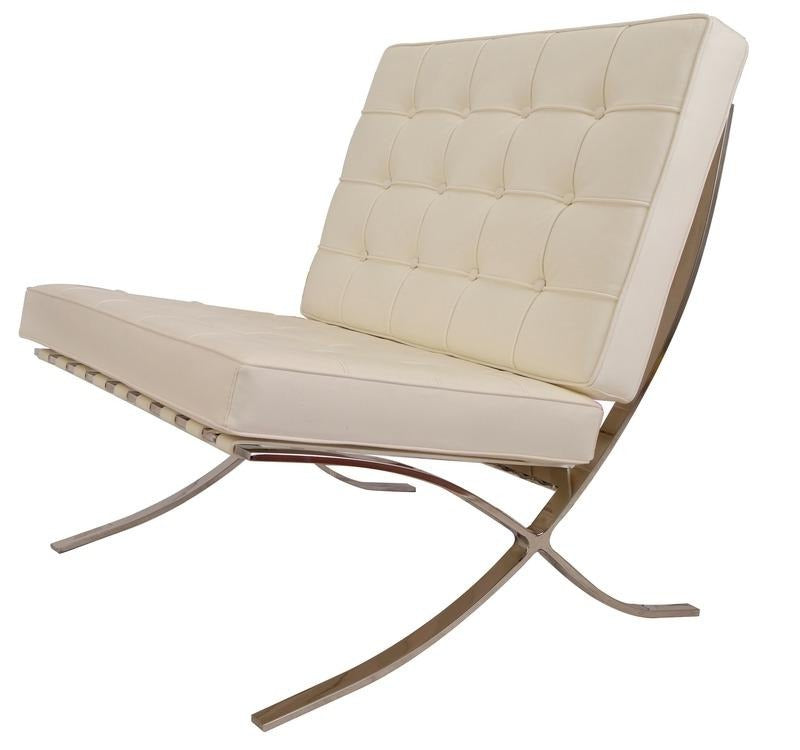 Premium Barcelona Chair - Italian Aniline Cream | Luxe Furnishes