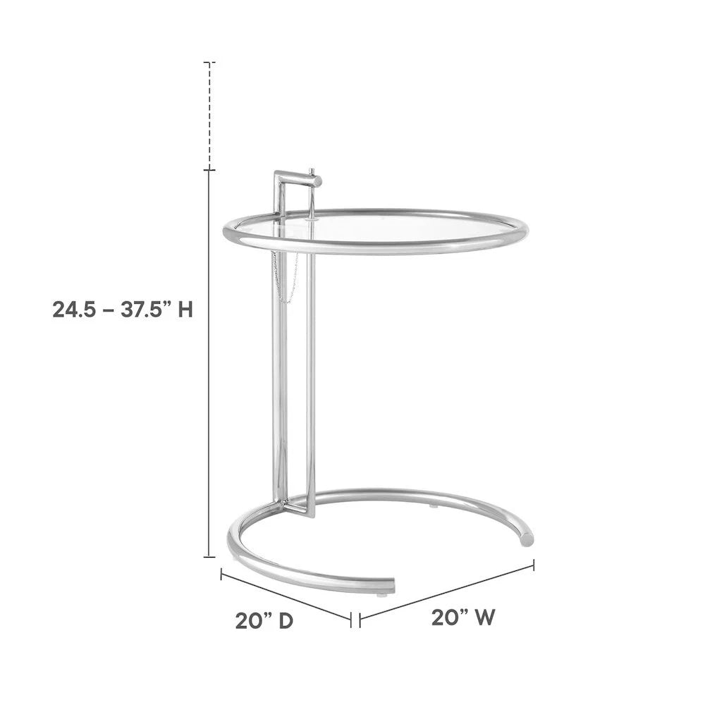 Eileen Gray Adjustable Side Table E1027 Silver - Luxe Furnishes