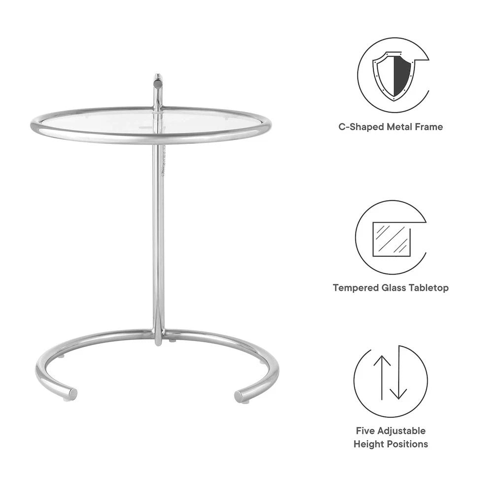 Eileen Gray Adjustable Side Table E1027 Silver - Luxe Furnishes